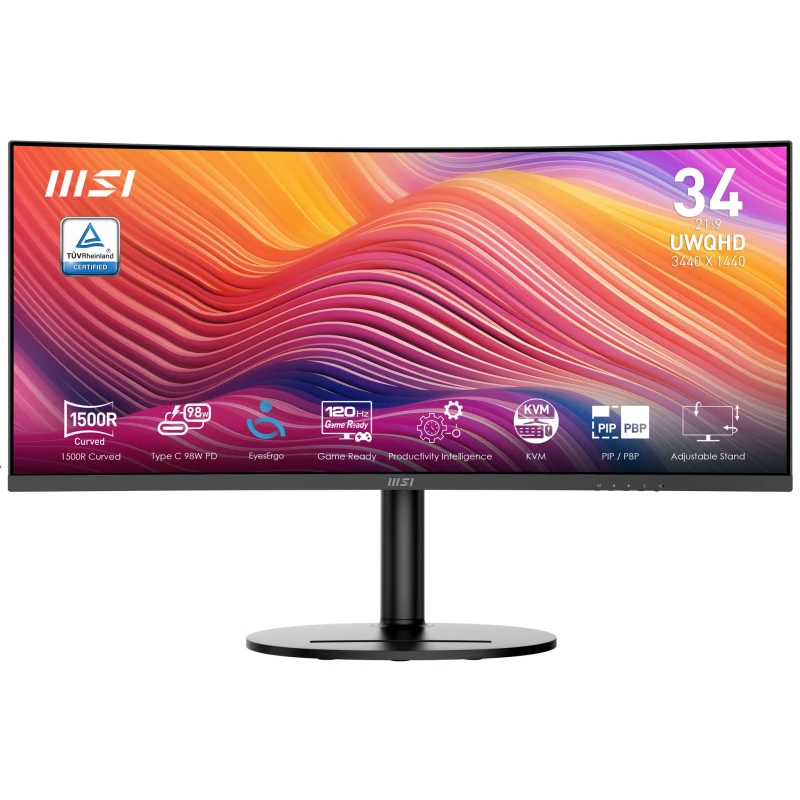 Image of MSI Modern MD342CQP computer monitor 86.4cm (34") 3440 x 1440 pixels UltraWide Quad HD LCD Black 9S6-3PC59H-004