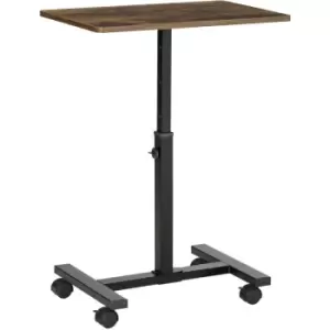 Image of Homcom - Mobile Laptop Table, End Table with Wheels Height Adjustable, Brown