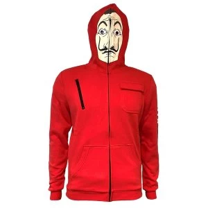 Image of La Casa De Papel - Mask Unisex Medium Custom Hooded Sweatshirt - Red