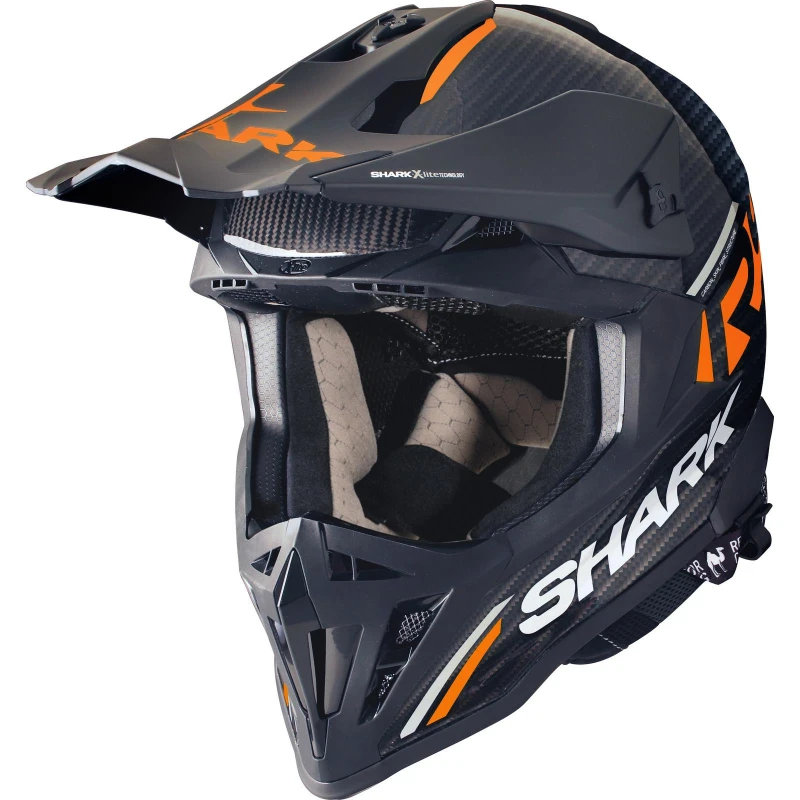 Image of Shark Varial RS Carbon Flair Motocross Helmet XS Carbon Black Orange (DOD) Carbon Black Orange