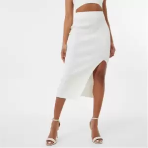 Image of Jack Wills Ribbed Split Midi Skirt - Multi