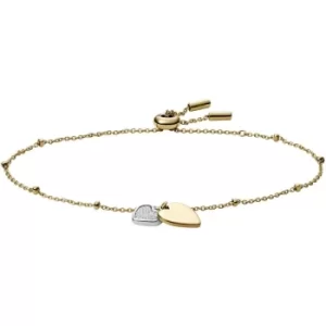 Image of Ladies Fossil Sutton Mommy and Me Two-Tone Stainless Steel Heart Chain Bracelet