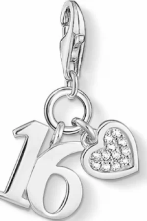 Image of Ladies Thomas Sabo Sterling Silver Charm Club Lucky Number 16 Charm 1358-051-14
