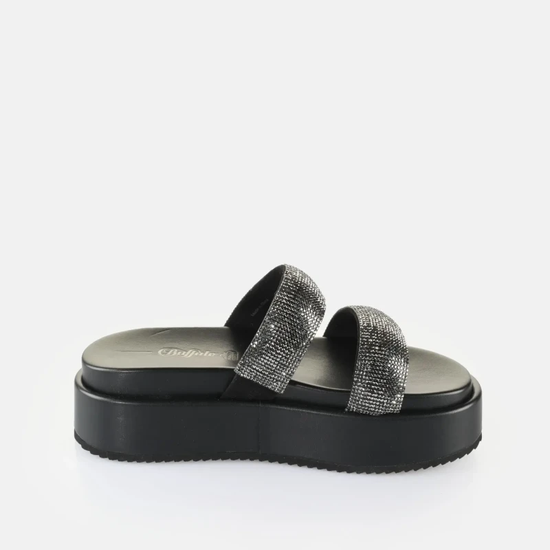 Image of Buffalo Wedge mules For Her Buffalo Noa TS - Vegan Glitter Noir Female 36