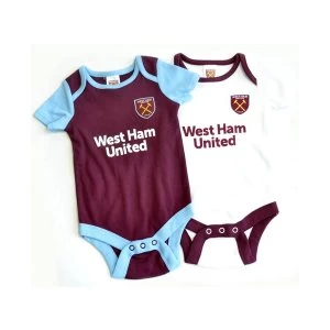 Image of West Ham Two Pack Body Suit 2019 20 6-9 Months