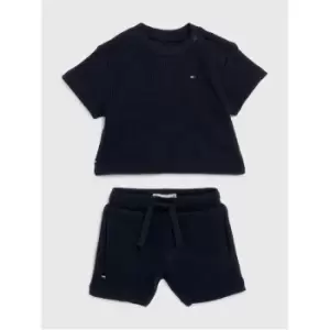 Image of Tommy Hilfiger Baby Waffle Sweatshorts Set - Blue