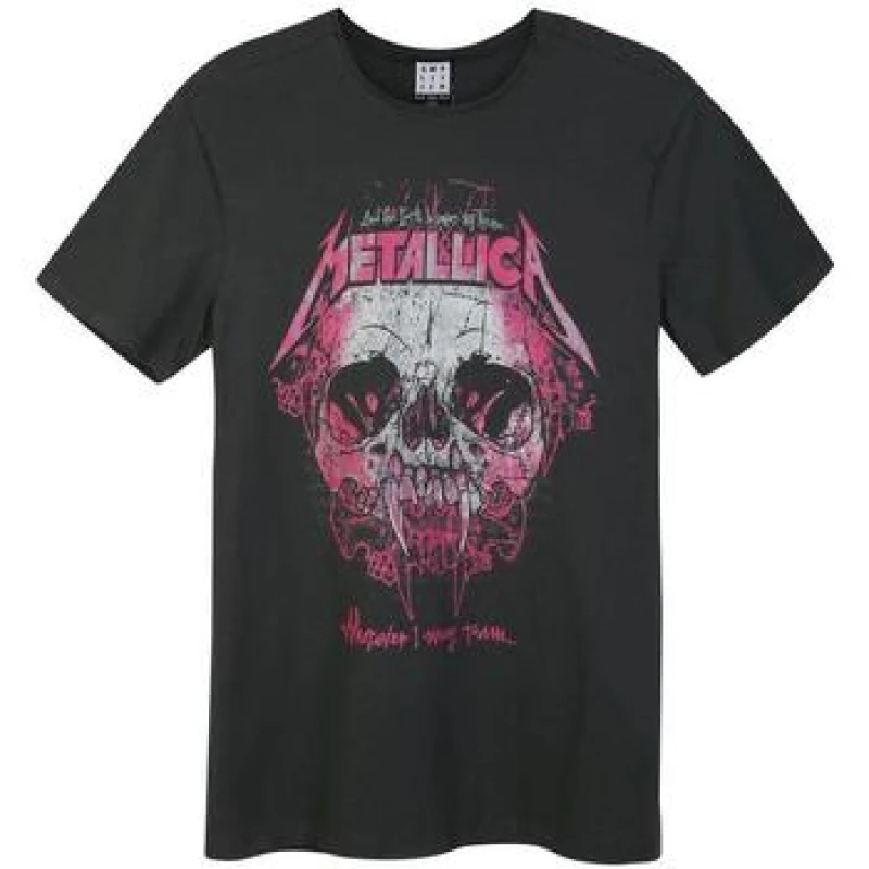 Image of Amplified Amplified Men Wherever I May Roam Metallica T-Shirt in Charcoal Size: Small Charcoal S Male 5063527484215