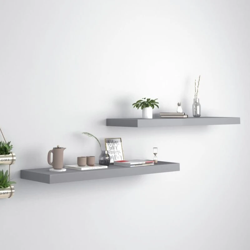 Image of VIDAXL Vidaxl - Floating Wall Shelves 2 pcs Grey 80x23.5x3.8cm mdf 8720286074886