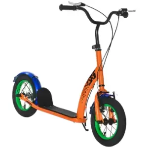 Image of Homcom Kids Kick Scooter Adjustable Height 12" Inflatable Wheels - Orange