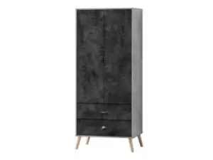 Image of Seconique Nordic Concrete Effect 2 Door 2 Drawer Wardrobe