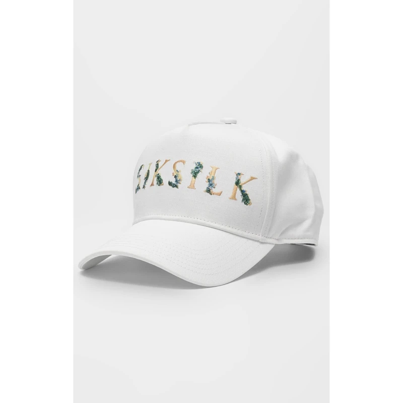 Image of SikSilk Floral Embroidery Trucker Cap - White White One Size