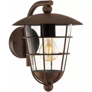 Image of Loops - IP44 Outdoor Wall Light Brown Fisherman Lantern 1 x 60W E27 Bulb Porch Lamp