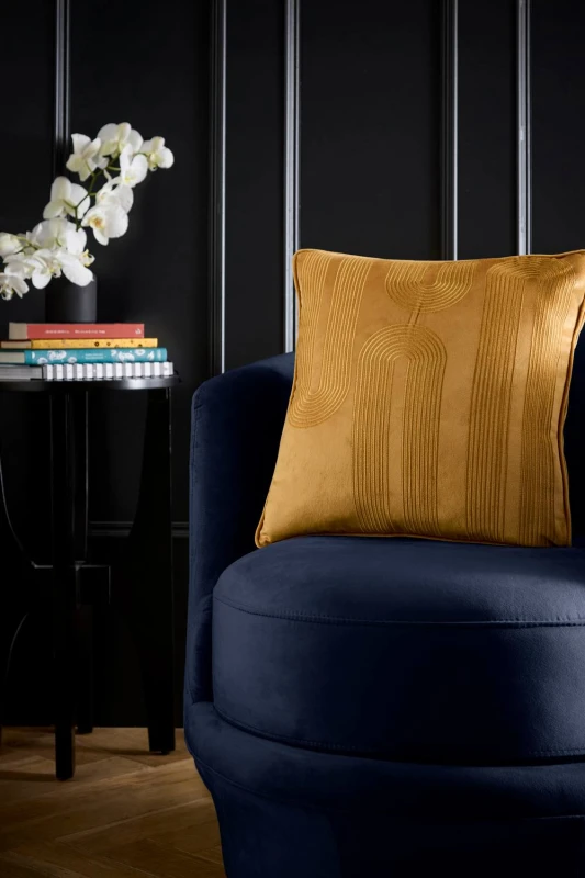 Image of Laurence Llewelyn-Bowen Diva Embroidered 43cm x 43cm Filled Cushion Ochre