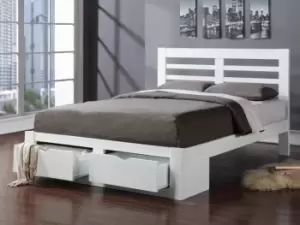 Image of Flintshire New Bretton 5ft King Size White Wooden 2 Drawer Bed Frame