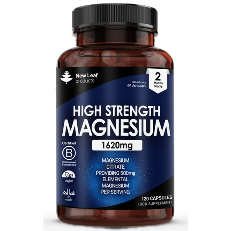 Image of New leaf health Magnesium Citrate 1620mg 120 High Strength & High Absorption Tablets, Bones Muscle & Sleep Support Blue unisex