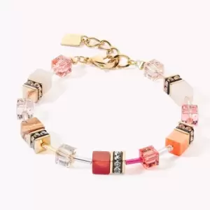Image of Coeur De Lion DELUXE GEOCUBE Bracelet Gold Carnelian, Pink Aventurine & Jasper