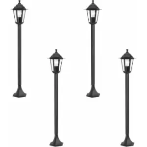 Image of Loops - 4 pack IP44 Outdoor Bollard Light Black Cast Aluminium 60W E27 Tall Lamp Post