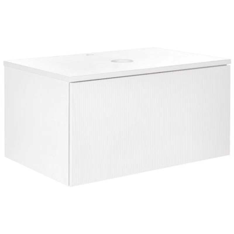 Image of Beliani Wall Mounted Vanity Unit Alzira 80 Cm White