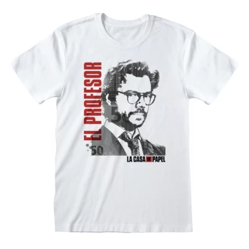 Image of La Casa De Papel - El Profesor Unisex Medium T-Shirt - White