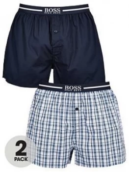 Image of Hugo Boss 2 Pack Woven Boxers Navy Size S Men