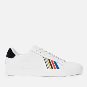 Image of Paul Smith Mens Rex Leather Cupsole Trainers - White Embroidery - UK 8