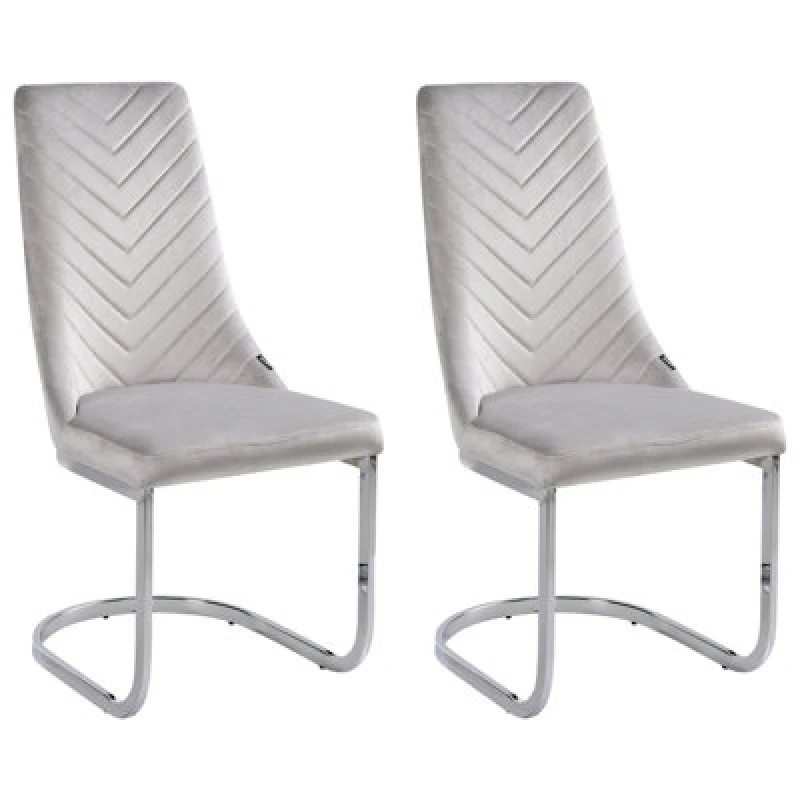 Image of Beliani Set Of 2 Dining Chairs Altoona Velvet Grey