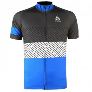 Image of Odlo Mens Active Short Sleeve Cycling Jersey - Black/Blue