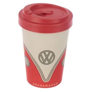 Image of Volkswagen VW T1 Camper Bus Red Screw Top Bamboo Composite Travel Mug