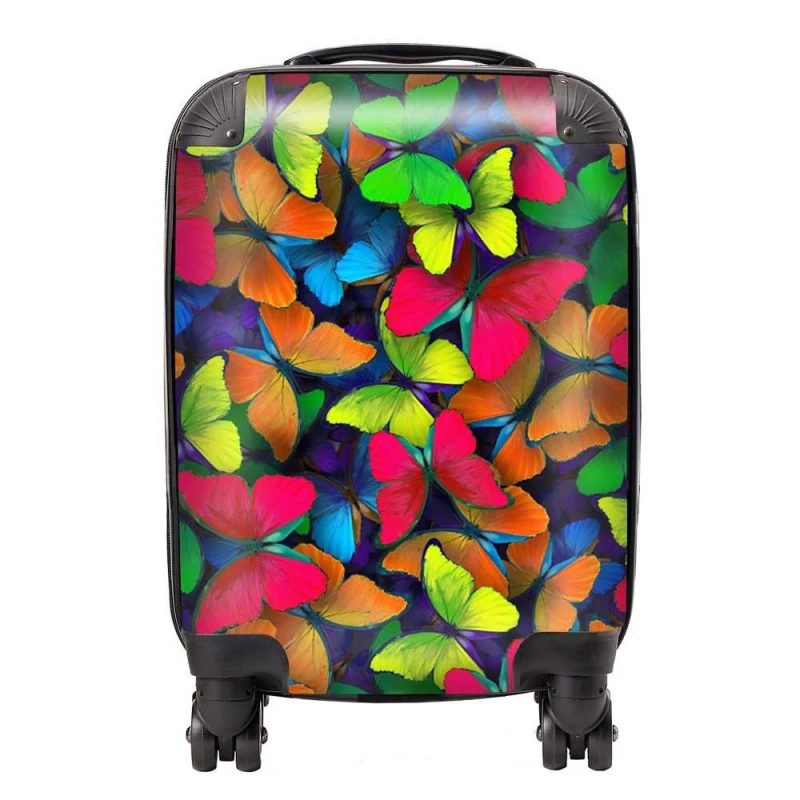 Image of Warren Reed - Designer Rainbow Butterflies Suitcase in Red Size: Medium Red Unisex Medium
