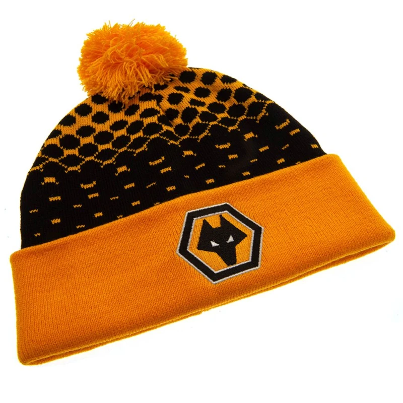 Image of Wolverhampton Wanderers FC Mens Fade Beanie in Black Male One Size