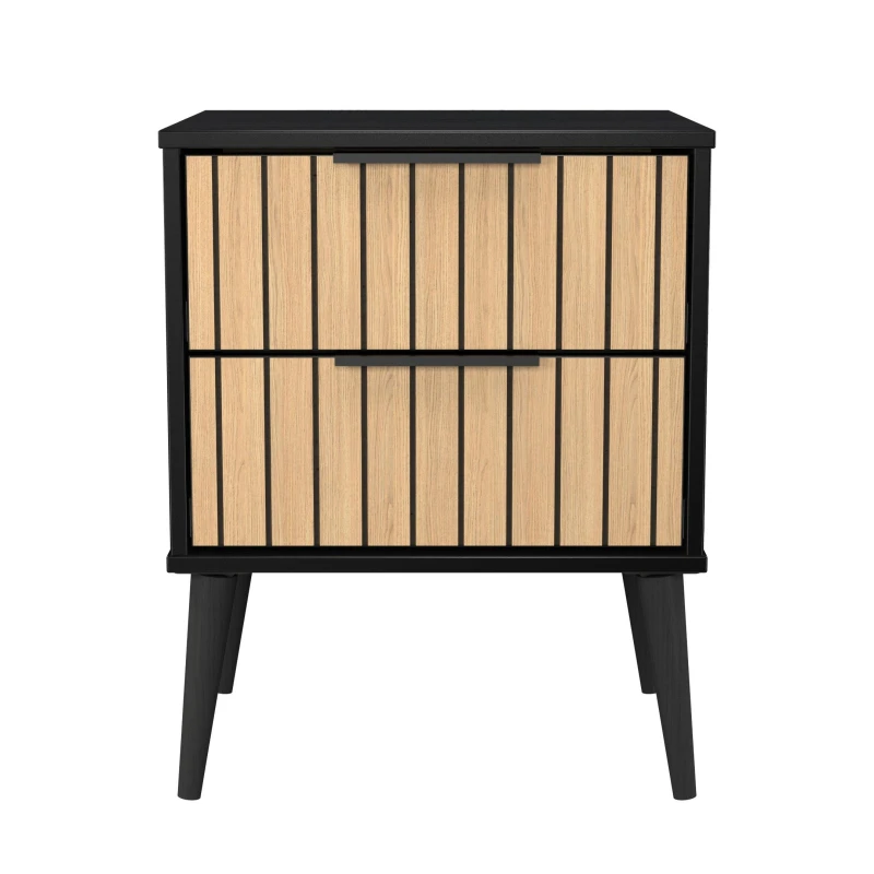 Image of Welcome Furniture Fiji 2 Drawer Bedside Cabinet - Ready Assembled Slatted Oak & B unisex Small
