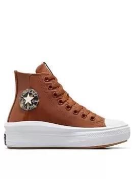 Image of Converse Chuck Taylor All Star Move Canvas Hi - Brown, Size 6, Women