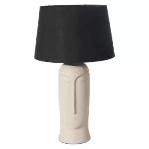 Image of Maya Textured Ceramic Abstract Face Table Lamp Cream