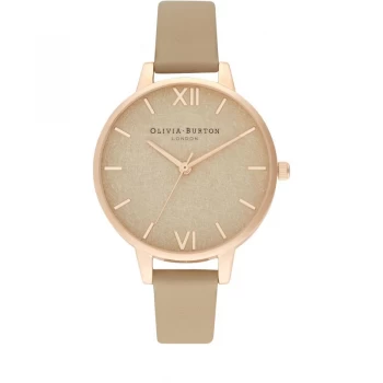 Image of Ladies Olivia Burton Woven Dial Toffee & Pale Rose Gold Watch