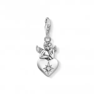 Image of Sterling Silver Zirconia White Guardian Angel Charm 1735-643-14