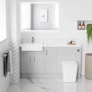 Image of 1500mm - 1800mm Grey Toilet and Sink Unit with Marble Effect Worktop and Chrome Fittings - Coniston