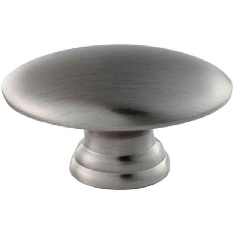 Image of Loops Oval Cabinet Door Knob on Tiered Oval Stem Satin Nickel Cupboard Handle Metallics unisex