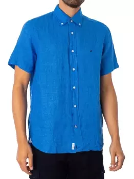 Image of Pigment Dyed Linen Short Sleeved Shirt