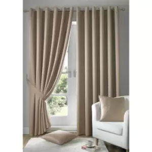 Image of Madison Eyelet Curtains Latte Beige 66x90 - Beige