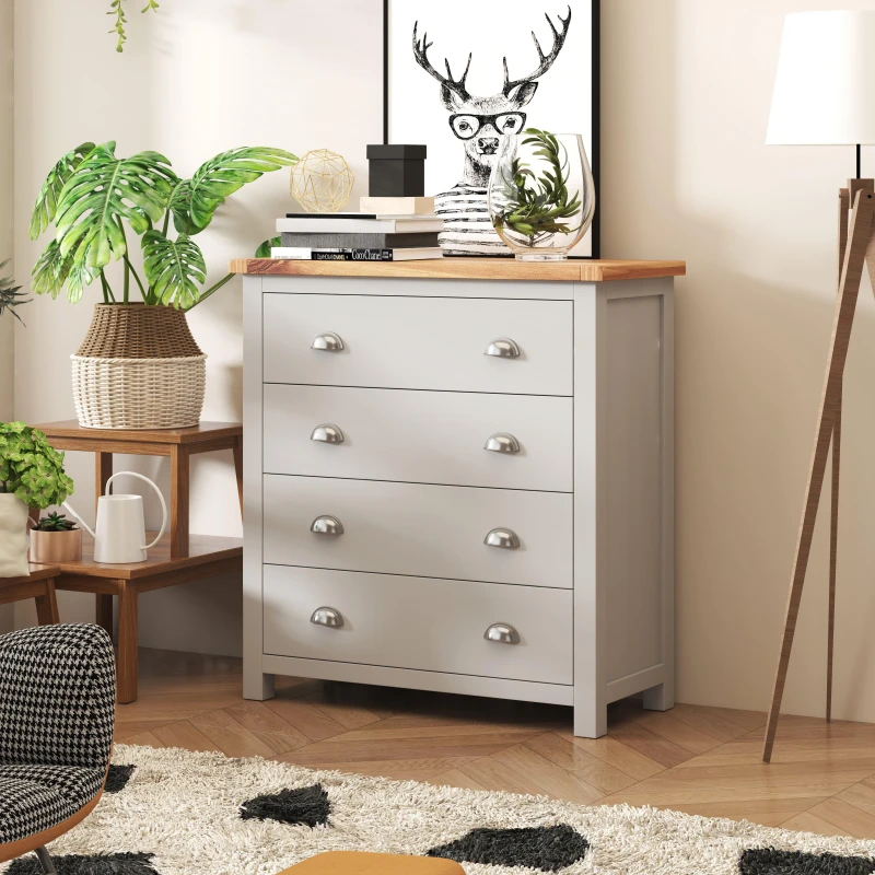 Image of Cabinet Bits Argenta 4 Drawer Chest of Drawers Chrome Cup Handle in Light Grey Light Grey Unisex