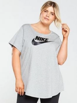 Image of Nike NSW Essential Futura SS Tee (Curve) - Grey, Size 22-24=2X, Women