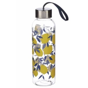 Image of Amalfi Lemon 500ml Reusable Plastic Water Bottle with Metallic Lid