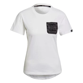 Image of adidas Terrex Pocket Graphic T-Shirt Womens - White / Black