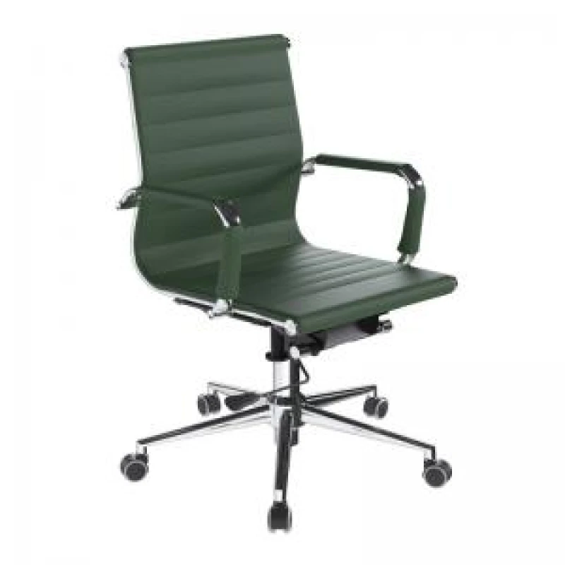 Image of Aura Nautilus Designs Aura Contemporary Medium Back Bonded Leather Executive Office Chair With Fixed Arms Forest Green - BCL/8003/FGN BCL/8003/FGN