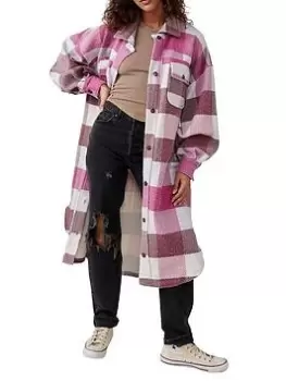 Image of Free People Plaid Long Ruby - Wine Combo