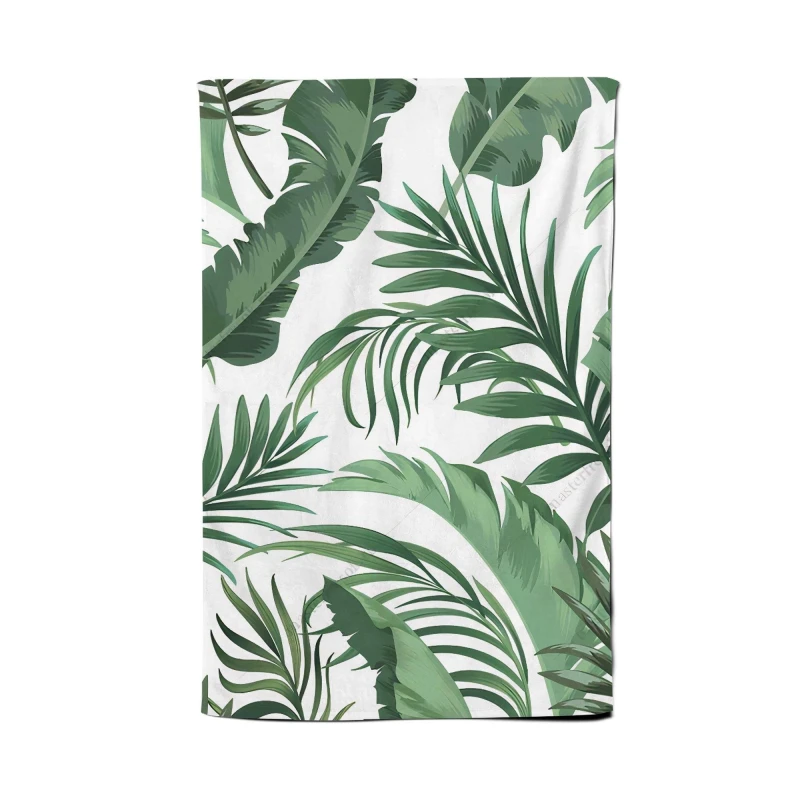 Image of Warren Reed - Designer Trendy Tropical Leaves Tea Towel in Green Green Unisex