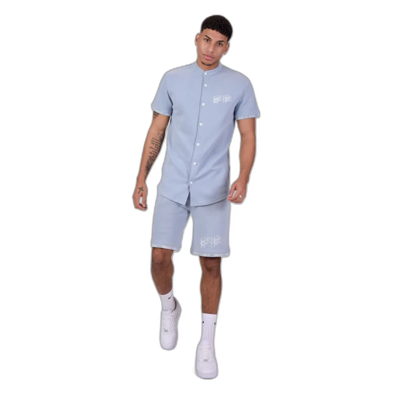 Image of Project X Paris Mao collar shirt Project X Paris Style maille Bleu Male XS