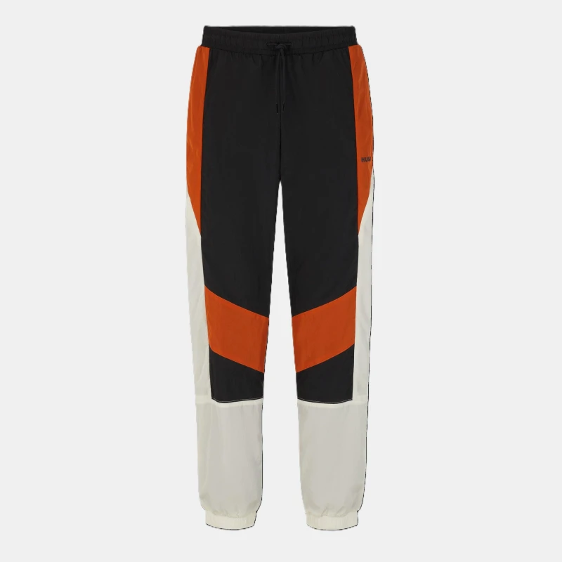 Image of Hugo Mens Delem Black Closed Hem Woven Tracksuit Joggers Black male S