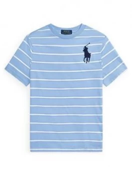 Image of Ralph Lauren Boys Short Sleeve Stripe Big Pony T-Shirt - Blue, Size 7 Years