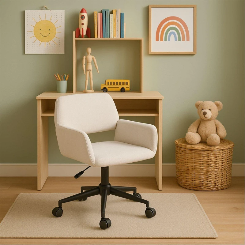 Image of Jack Wills Chair Fabric Height Adjustable Swivel Chair Ergonomic Office Chair with Armrest Beige unisex One Size